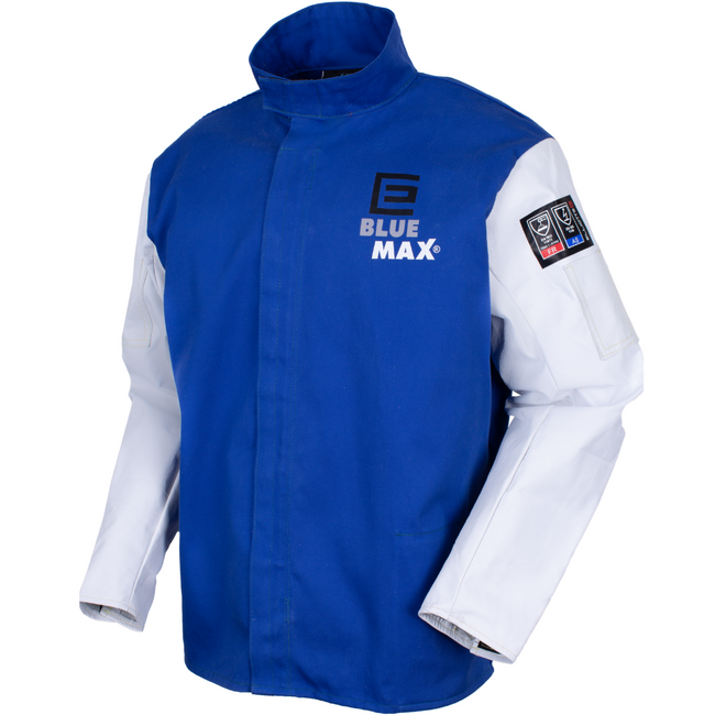 Welders Jackets BLUE MAX FR Cotton + leather sleeves BMWJCSLRG Large