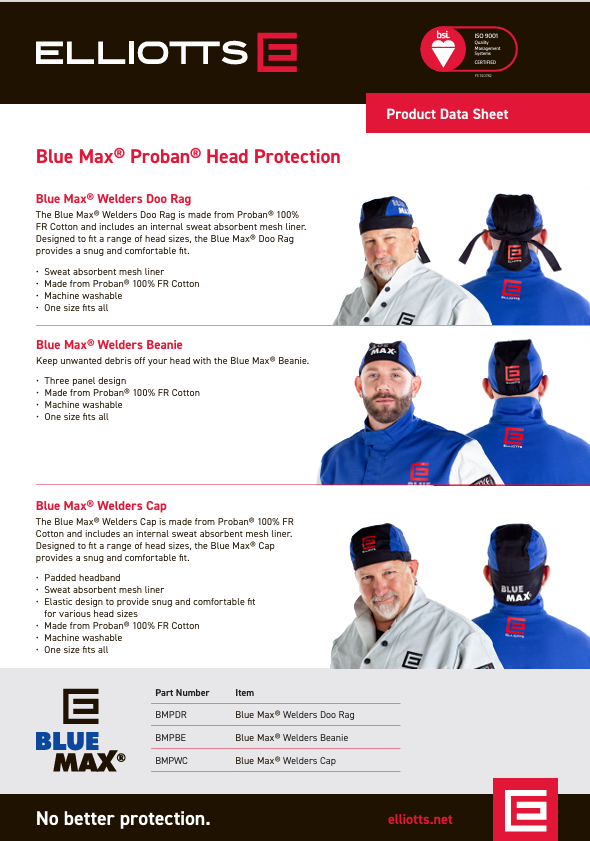 Welders Cap Blue Max® Proban® BMPWC